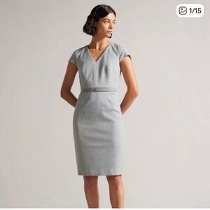 New Ted Baker Michahd Textured Gray Women's MIDI Dress 12